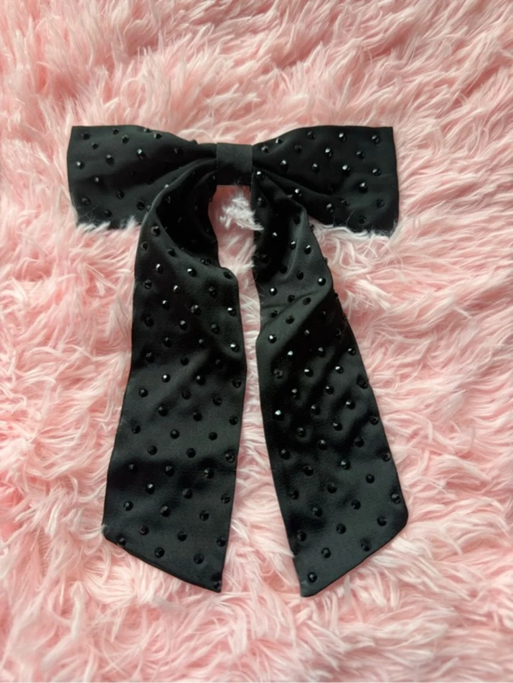 Francesca's Black Bow Hair Clip with Beaded Detail